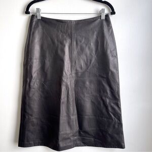 Vintage Y2k Workshop A-Line Soft Black Leather A-Line Skirt Size 8 Made in USA